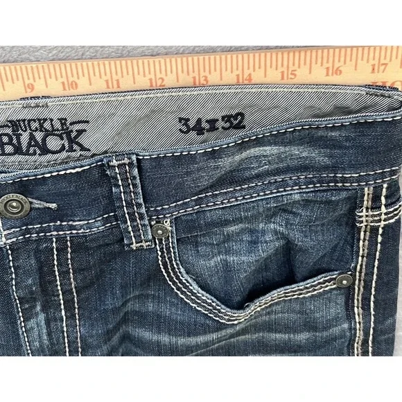 Buckle Black Jeans Mens 34x32 Blue Fit No 9 Straight Leg - Picture 5 of 9